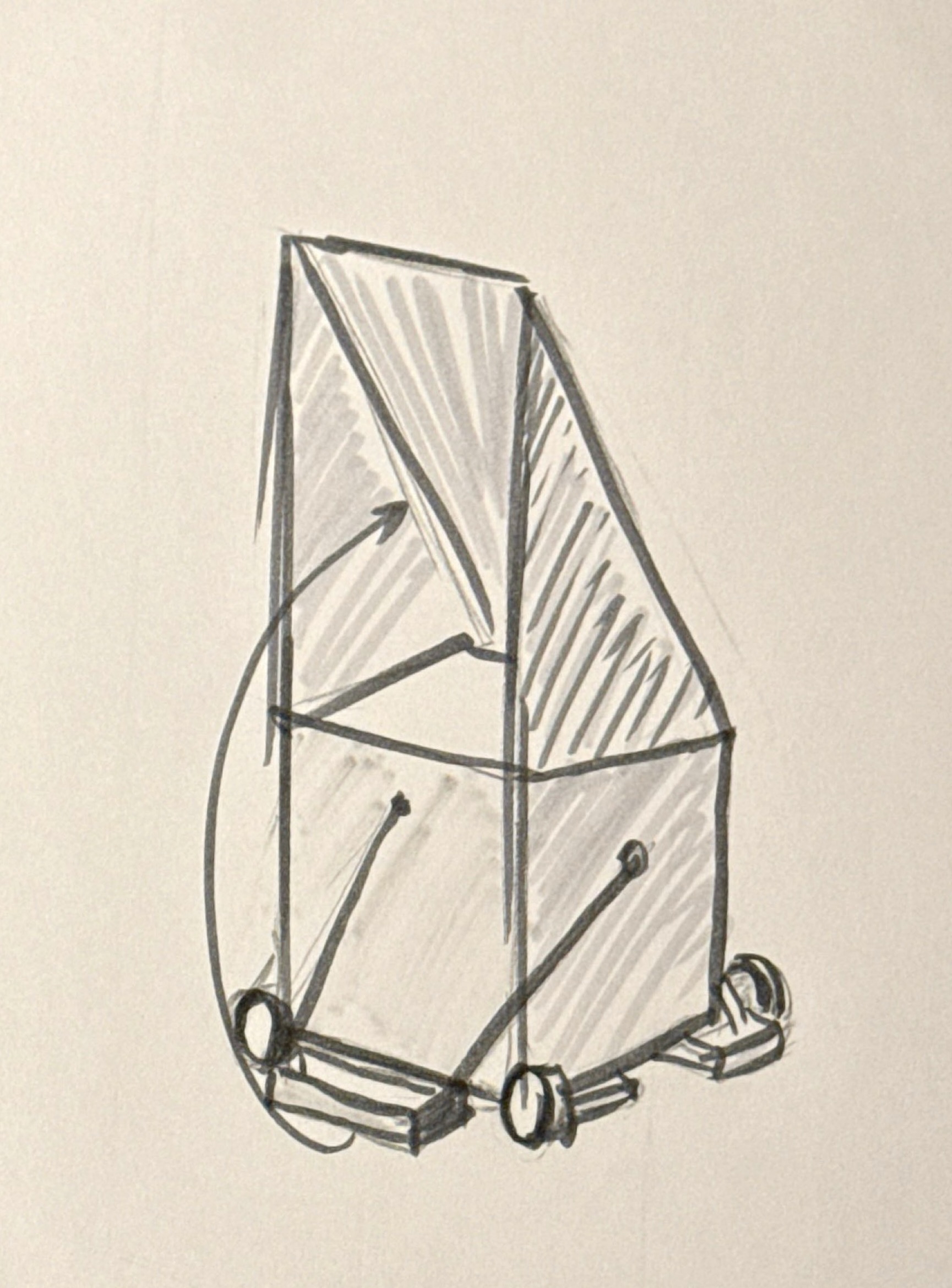 Pencil perspective sketch of the finished Squat
