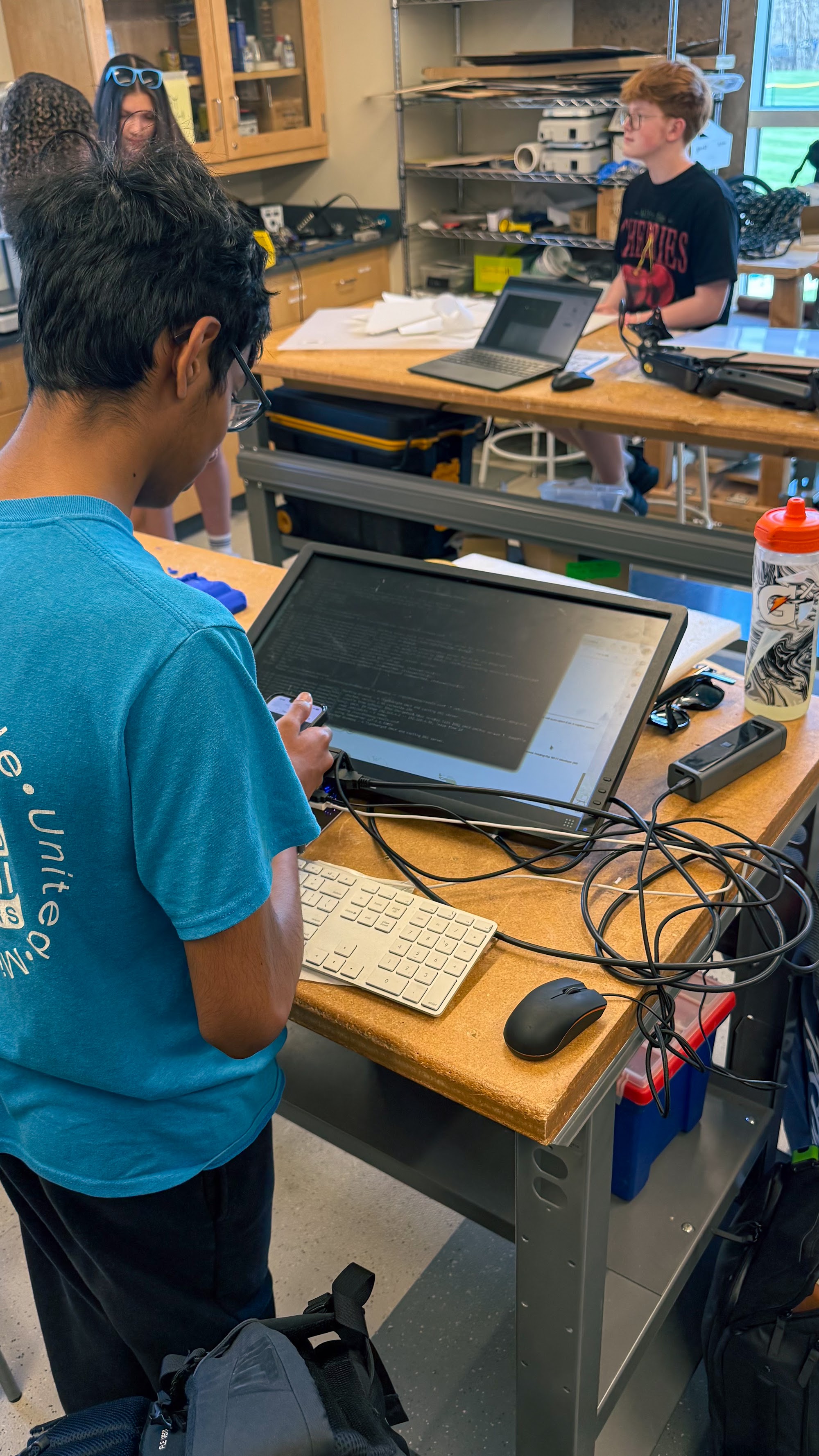 Members of the software team working on laptops